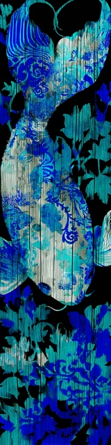 Free printable fish bookmark featuring classy blue and black fish swimming down